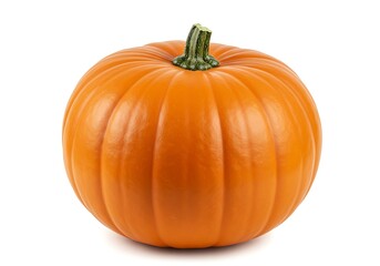A single orange pumpkin isolated against a white background