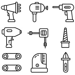 Icon set featuring various construction and repair tools