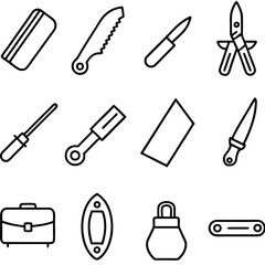 Assorted Outline Tools Vector Icons Representing Manual Labor