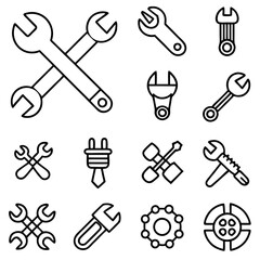 Outline icons illustration collection of repair tools and equipments