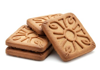 A stack of square cookies with a sunburst pattern on top