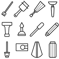 Variety of outline icons depicting different brush types