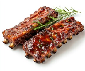 Delicious BBQ ribs, glazed and seasoned