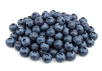 A pile of fresh blueberries on a white background view