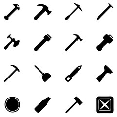 Silhouette tools for construction and repair on white background