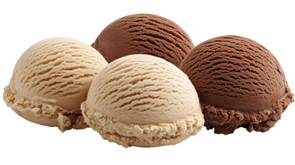 Obraz premium Delicious variety of ice cream scoops on PNG transparent background