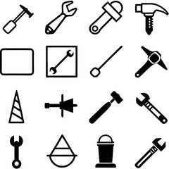 Fototapeta premium Outline icons collection of hand tools in vector format