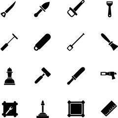 Assorted tool and symbol icons organized in a grid