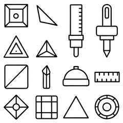 Simple Geometry Black Outline Collection on White Background