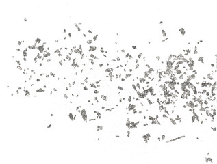 luxury sparkling silver confetti. Silver png design element. Silver Shiny gold glitter.Pieces flakes of golden flakes shimmer, gold foil on vertical png transparent background.