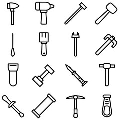 Set of vector icons of different construction tools