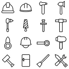 Fototapeta premium Construction tools and equipment line drawing minimalist style icon