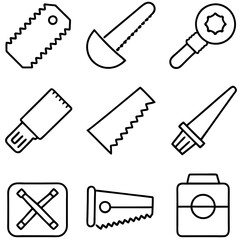 Outline icons featuring various home improvement and repair tools