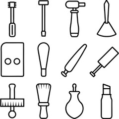 Stylized set of assorted barber and beauty tools