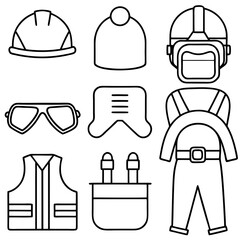 Outline Illustration of Protective Gear for Construction Workers