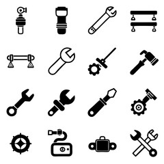 Illustration of industrial tools in clean line art style