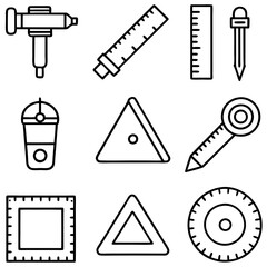 Minimalist line art of drafting and measurement tools