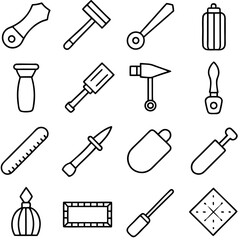 Various icons of different types of hand tools collection
