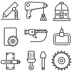 Collection of various home improvement hand tool icons