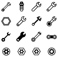 Vector icons of tools and hardware elements illustration
