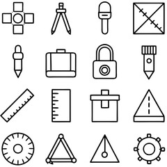 Set of minimalist vector icons illustrating architectural design elements