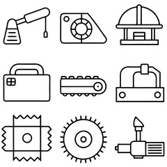 Assorted industrial icon set with clean and outlined illustration
