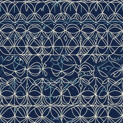 Fototapeta premium Geometric batik-inspired seamless pattern created with line art technique