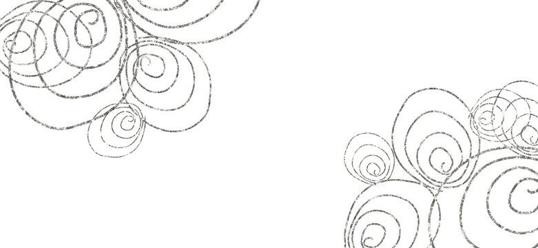 Silver PNG curls, glitter abstract stroke wave swash silver shiny shape. Luxury element. Hand drawn line wedding decoration, elegant leaves for invitation save the date card.