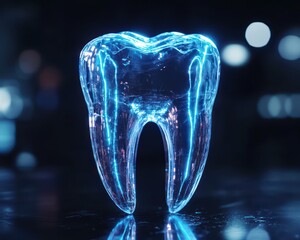 Digital illustration of a tooth in futuristic style