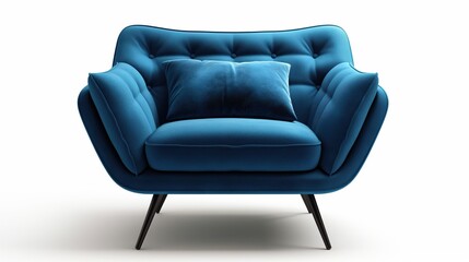 Comfortable modern armchair isolated on white background. Interior design element. Furniture collection. Modern designer chair on white background. Textile chair. Classic armchair.