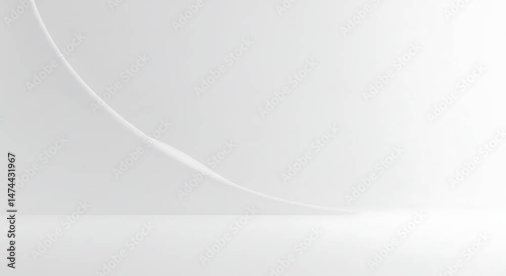 Sticker abstract white background with subtle curve, minimalist design suitable for clean presentations and 