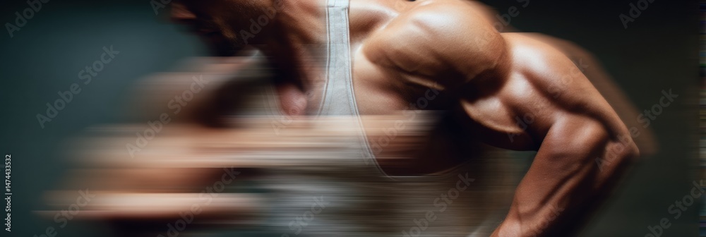 Aufkleber Muscles Flexed Mid-Rep During a Workout Showing Strength and Motion Blur Captured in an Intense Training Session