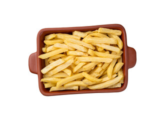 French fries in a plate isolated over white background