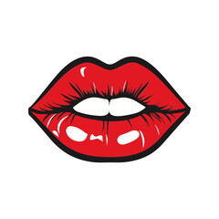 Sensual Red Lips: A vibrant, stylized image showcases a pair of full, glossy red lips, the epitome of beauty and allure. Capturing the essence of sensuality and cosmetic elegance.