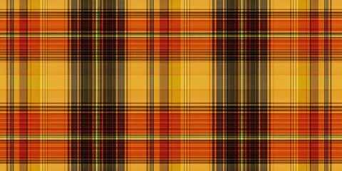 A tartan-patterned grid with warm tones of yellow, red, orange, and green resembling fabric texture.
