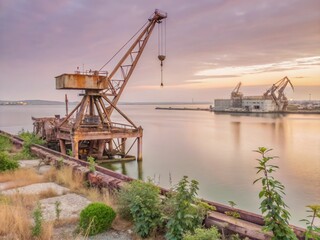 Obraz premium Abandoned Port Cityscape: Urban Exploration Photography