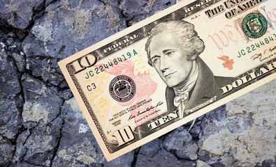 American dollars close-up on a retro background. National currency of the United States of America