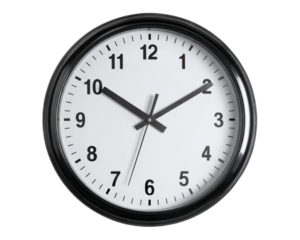 Stylish wall clock with minimalist design featuring white face and black numbers, perfect for modern decor. This clock adds touch of elegance to any room while keeping time accurately