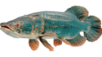 Mysterious Giant Fish: The majestic Giant fish, showcases a captivating blend of vibrant teal scales, formidable fins, and an air of ancient mystery. A fascinating glimpse into the underwater realm.