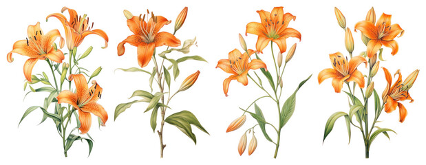 PNG Orange Lily Branch Lilies