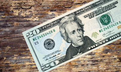 American dollars close-up on a retro background. National currency of the United States of America