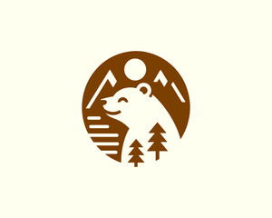 Bear logo clean chocolate brown branding design