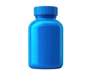 Vibrant blue health supplement bottle mockup with sleek design, perfect for showcasing various products. This stylish container is ideal for branding and marketing purposes
