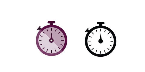 Stopwatch icons set. Timer symbol. Outline stopwatch icon. Alarm pictogram.