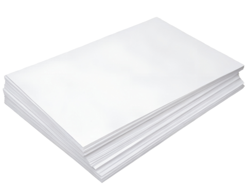 Stack of White Printing Paper Sheets Isolated on transparent background cutout, PNG file, Cutout file