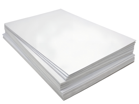 Stack of White Printing Paper Sheets Isolated on transparent background cutout, PNG file, Cutout file