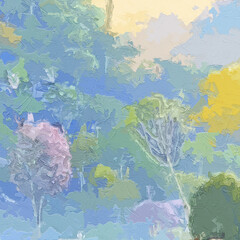 Various oil paintings, flowers, hens, tulips, roses, peonies, cats, dogs, landscapes, birds, and beauty