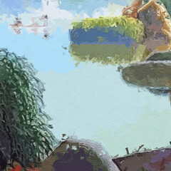 Various oil paintings, flowers, hens, tulips, roses, peonies, cats, dogs, landscapes, birds, and beauty