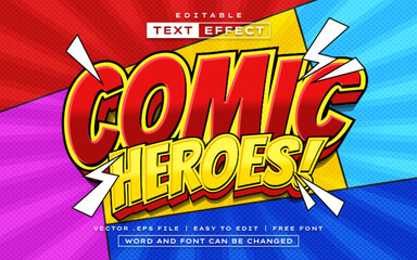 Comic Heroes 3D editable comic text effect style