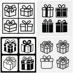  a collection of vector art depicting gifts.